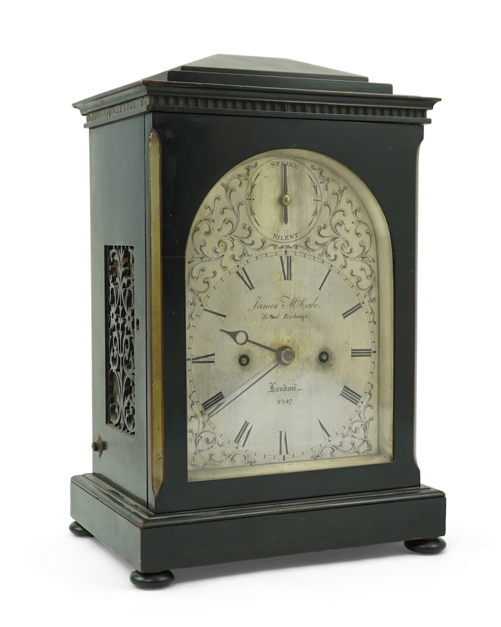 An early 19th century double fusee ebonised bracket clock by James McCabe